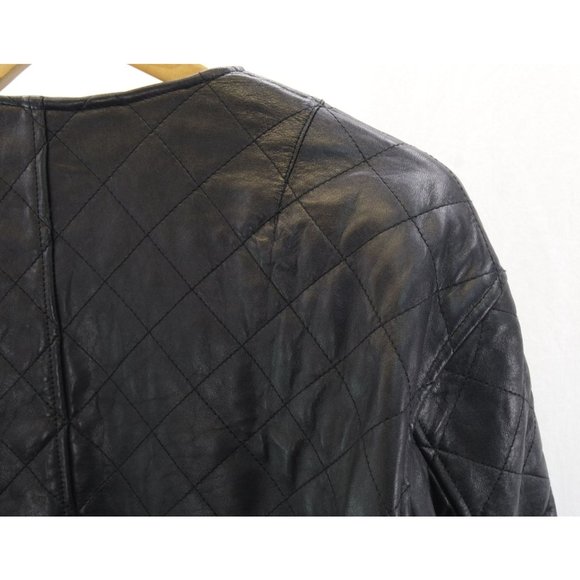 EUC VTG Express Moto Leather Jacket | Sz XS, Diamond Quilted w/Thinsulate, Black - Picture 4 of 7